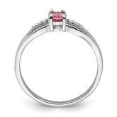 Sterling Silver Rhod-plated Diamond Pink Tourmaline Ring